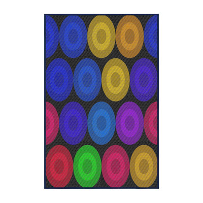 Tapis noir / bleu à motif géométrique tissé à la machine