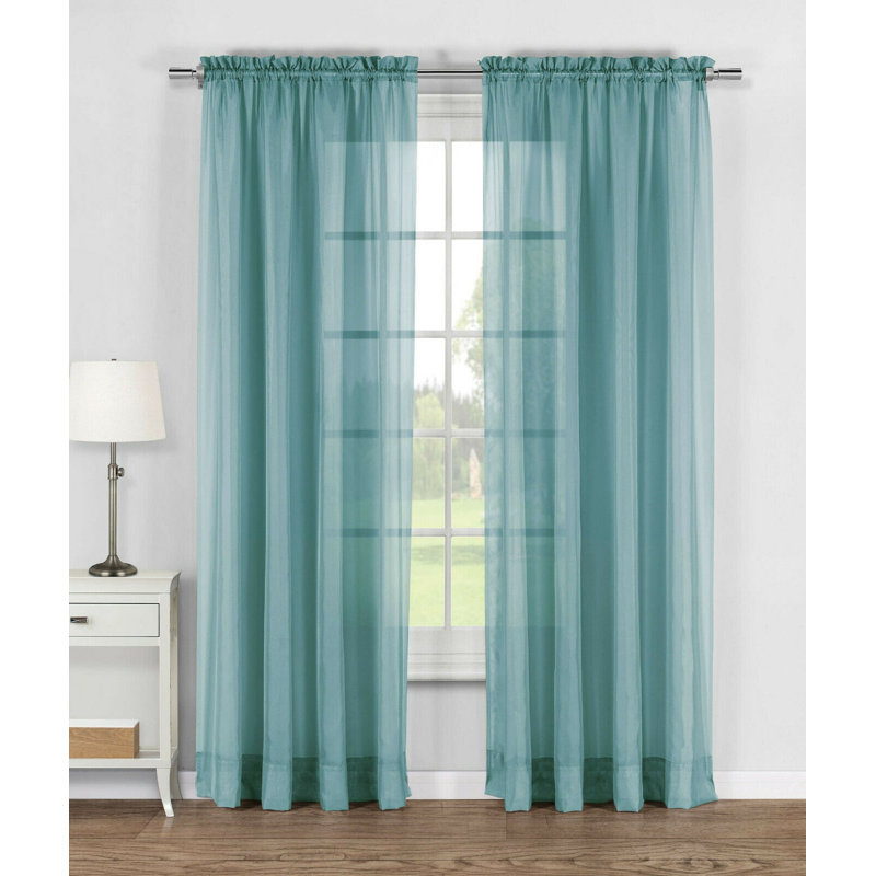 Louth Sheer Curtain Pair, Turquoise