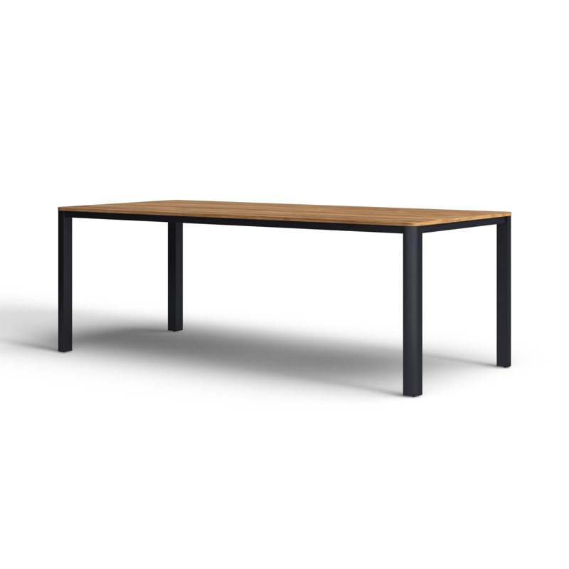 Morones Rectangular Dining Table in Solid Reclaimed Teak with Black Rounded Edge Aluminum Legs, 39" W x 86" L x 30.3" H