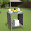 Élégante table basse d'extérieur en osier avec verre trempé transparent, parfaite pour la décoration de patio et de jardin-1073018056-1073018058