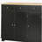 HOMCOM Sideboard with Solid Wood Countertop, Modern Kitchen Storage Cabinet, Coffee Bar Cabinet with 3 Drawers, Doors and Adjustable Shelf, Black-129380558