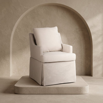 Chaise rembourrée moderne en tissu de lin avec 4 roulettes pour la salle à manger, la salle à manger et le salon