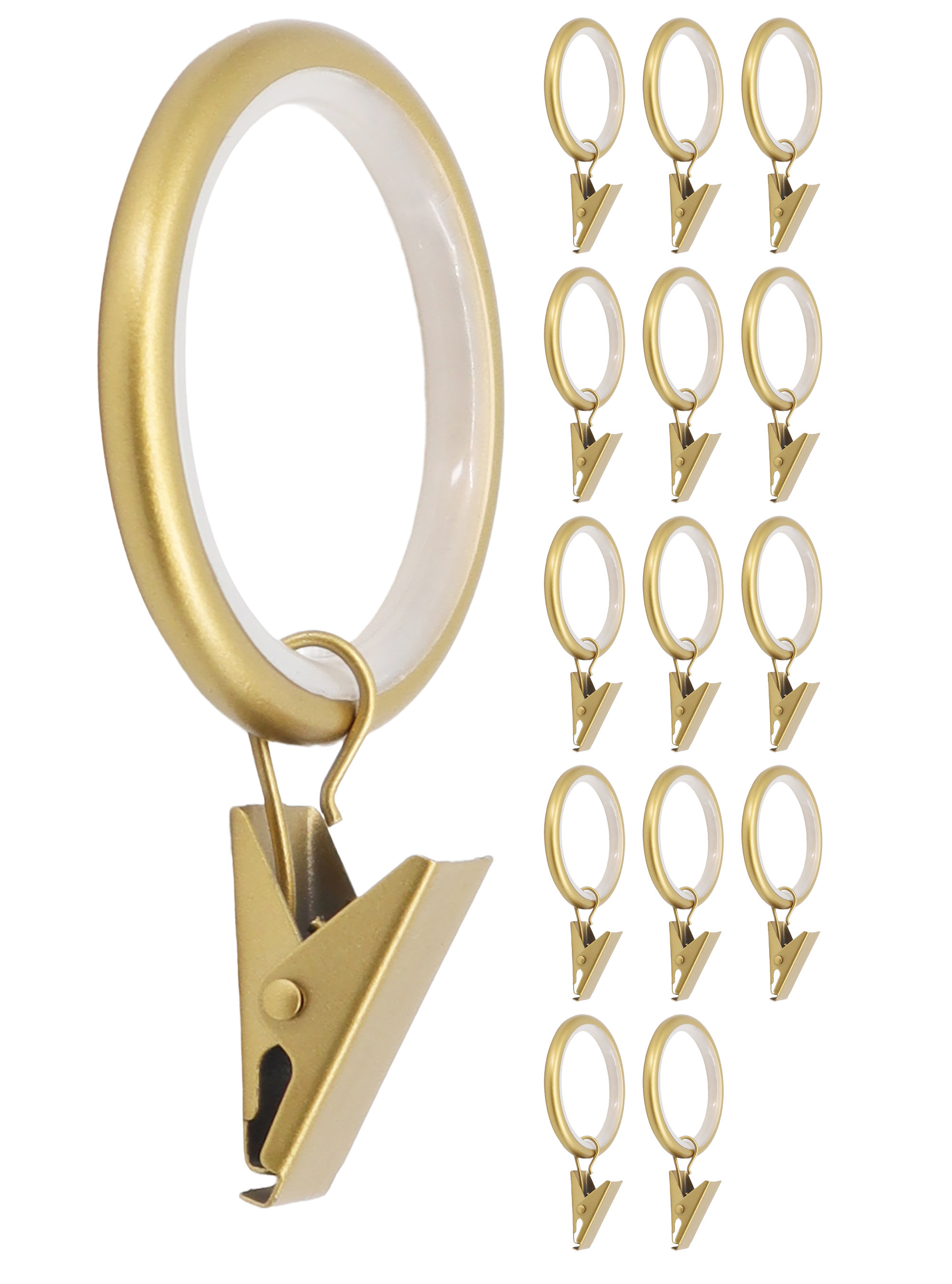 MERIVILLE Drapery Curtain Rings With Clip - 1.5-Inch Inner Diameter ...