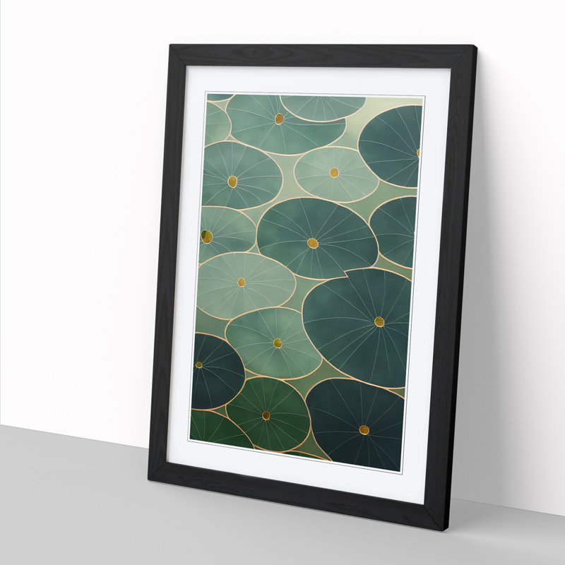 Water Lily Pond Abstract - Framed Print, 34cm H x 25cm W x 2cm D, Oak