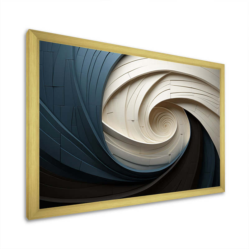 «Geometric Spiral I - Abstract Spirals», art mural encadré, H 34 po x l 44 po x P 1,5 po, Cadre doré