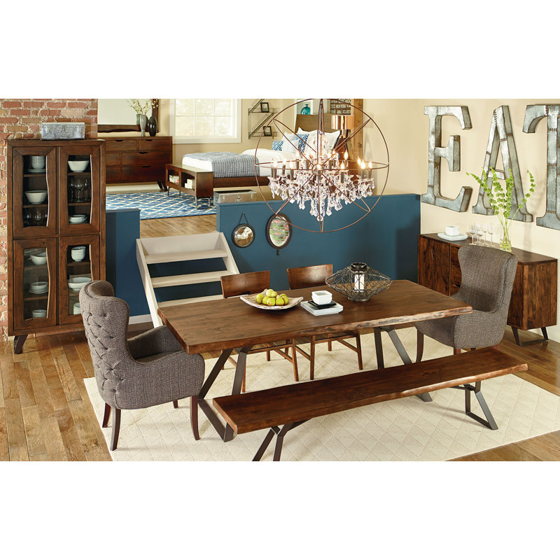 Nottingham Solid Wood Dining Table, Matte Black, Walnut