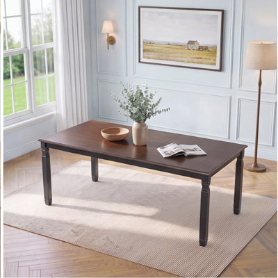 59-77 Inch Extendable Dining Table for 4-6, Espresso MDF Wood Veneer Top with Black Solid Rubberwood Legs, Modern Farmhouse Kitchen & Dining Room Table