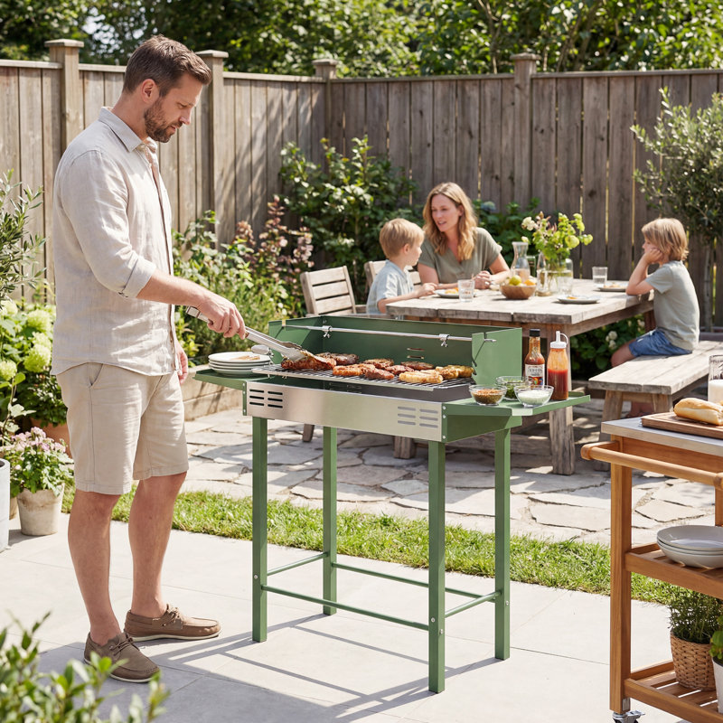 Outsunny 118cm W Combo Charcoal Grill