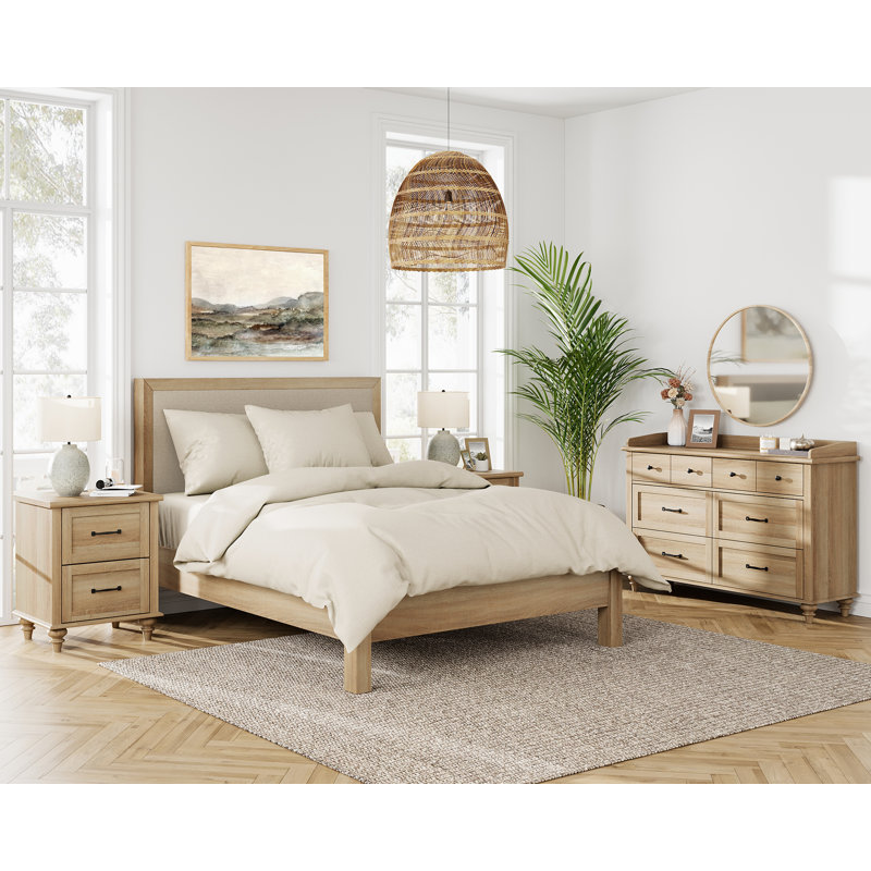 Ensemble de chambre à coucher 2 pièces Senon, Light Oak
