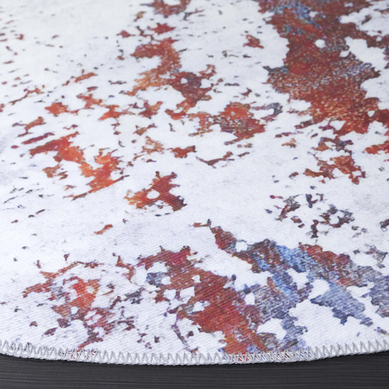Zoen Performance Machine Washable Abstract Rug, Round 6'