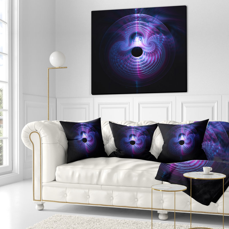 Magical Lights - Coussin imprimé abstrait, 18 po x 18 po, Bleu vif, Coussin décoratif