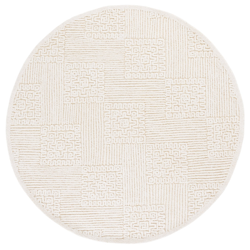 Textural 110 Hand Tufted 80% Wool; 20% Cotton Damask Rug, Round 6'