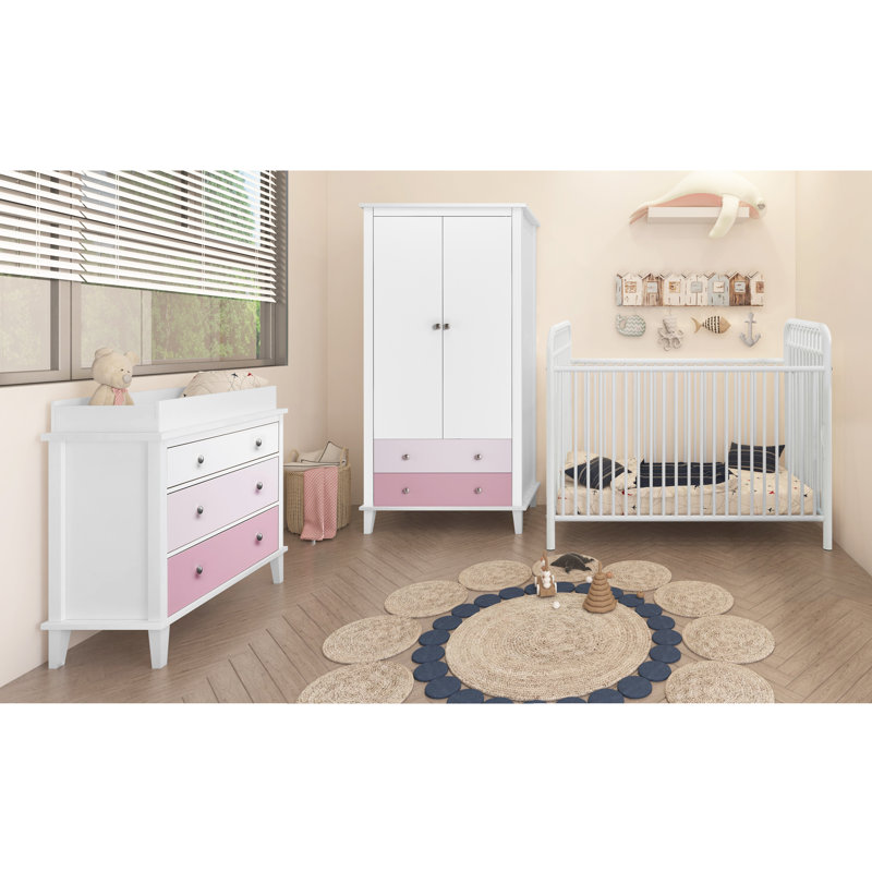 Oluchi 2 Door Wardrobe, White/Pink