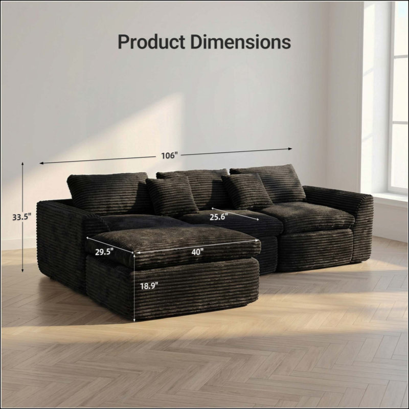 High-Resilience Boneless Sponge Sofa With 30 Density, Double-Layer Cloud-Like Cushions, Multiple Combination Options, No Installation Required