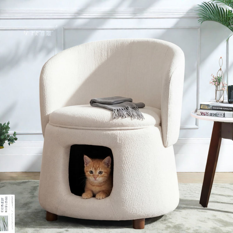 Chaises d'appoint avec rangement, coin pour animaux en bois d'acacia, maison compacte moderne