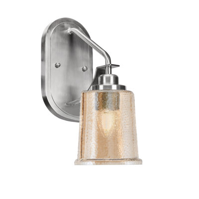 Alirra Wall Sconce, Brushed Nickel Finish, 5.25" Amber Bubble Glass