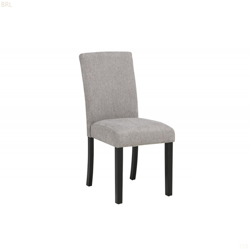 Ensemble de chaises de salle à manger rembourrées en tissu gris avec 2 pieds en bois noirs