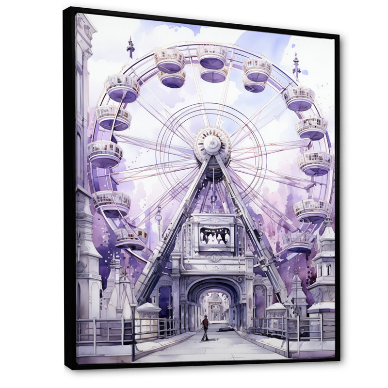 Carrousel éternel I - impression sur toile mauve, Cadre flottant noir, H 32 po x l 16 po x P 1 po