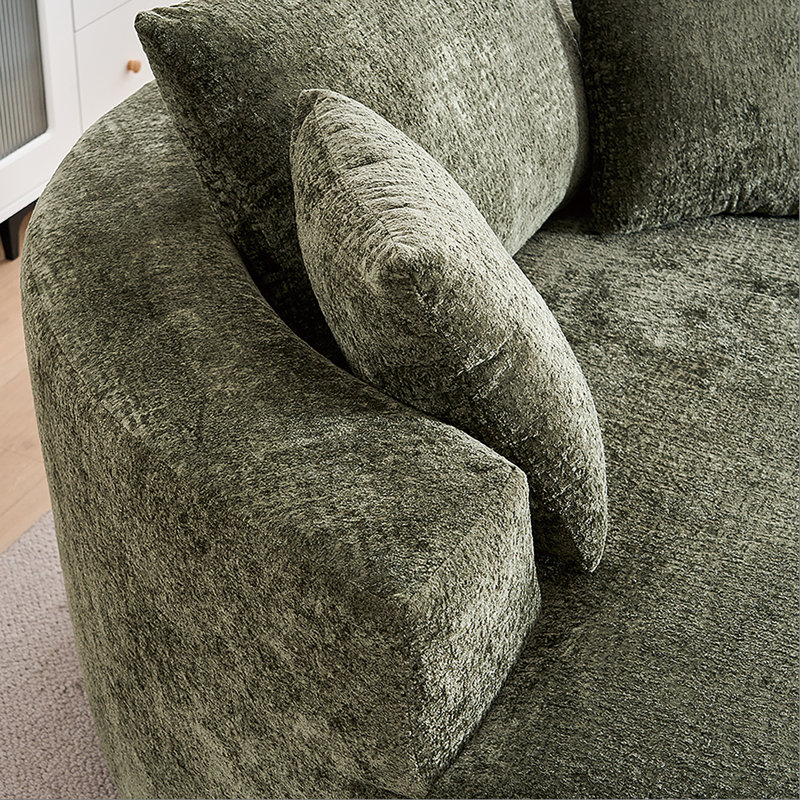 Round Accent Chair, 360 Swivel Chenille Barrel Chair, Fluffy Modern Sleeper for Living Room, Bedroom, Reading Room and Lounge