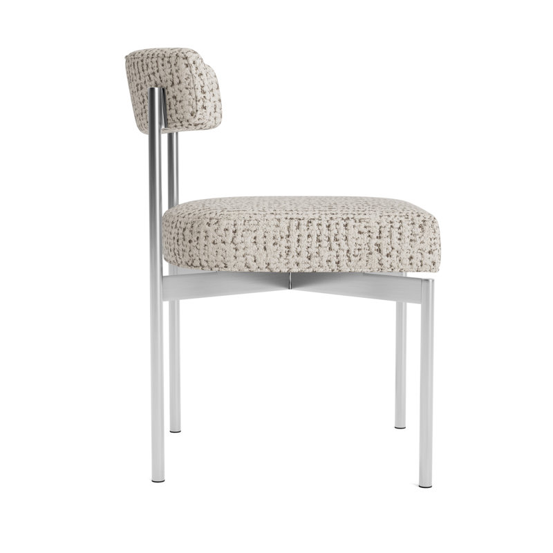 Remy Dining Chair, Brushed Stainless Steel, Marshmallow - Toast