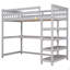 Lit mezzanine simple avec tablettes de rangement, gris