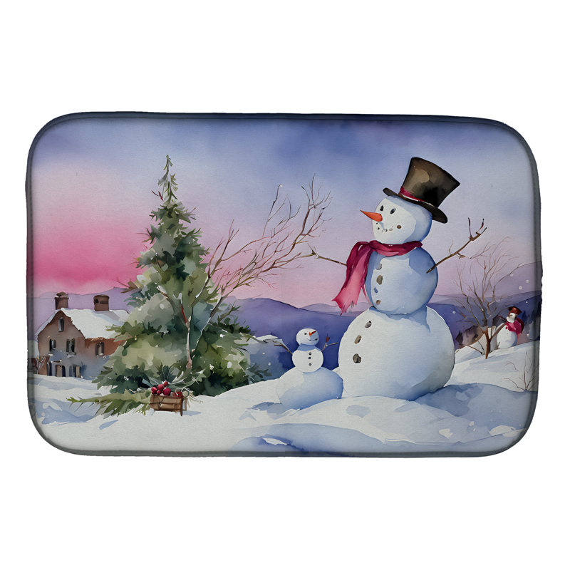 Christmas Snowmen Dish Drying Mat