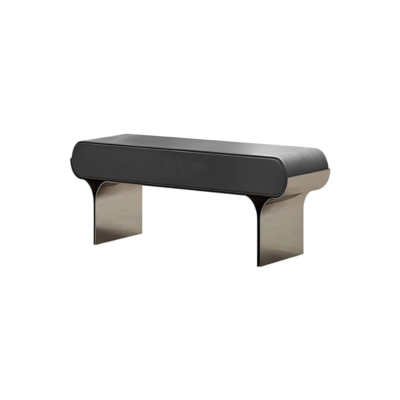 Banc rembourré en similicuir Toriona, H 17,71 po x l 39,37 po x P 15,74 po, Gris foncé