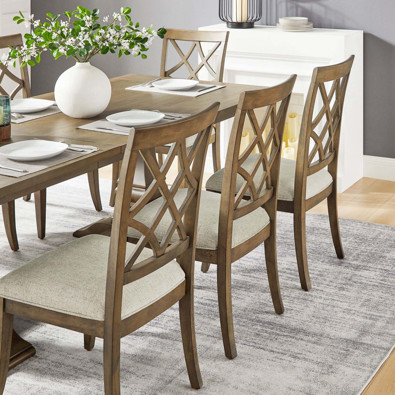 Wooden Frame Upholstered Dining Chairs set of 2, Brown