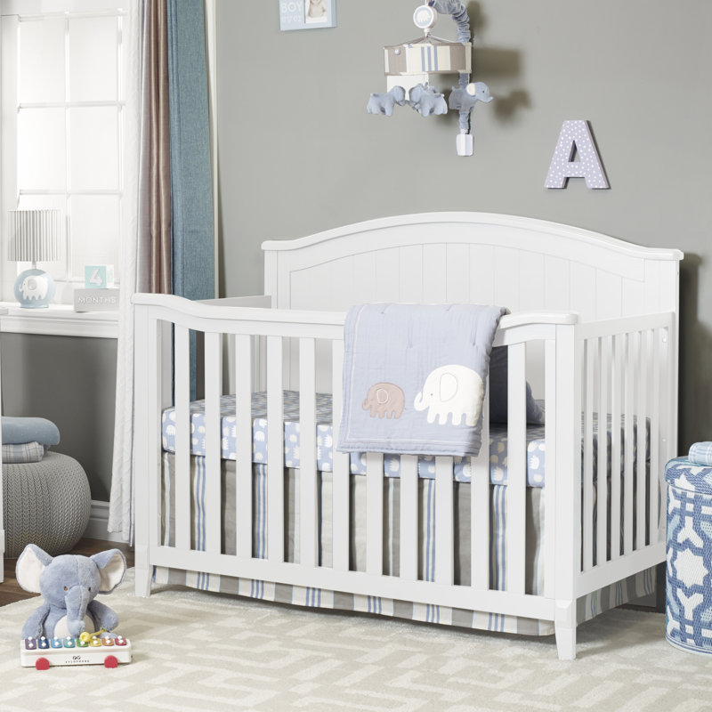 White Pinewood 4-in-1 Convertible Crib with Non-Toxic Finish