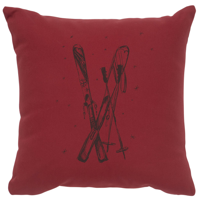 Coussin Wooded River Image - Ski - brique de coton, Rouge