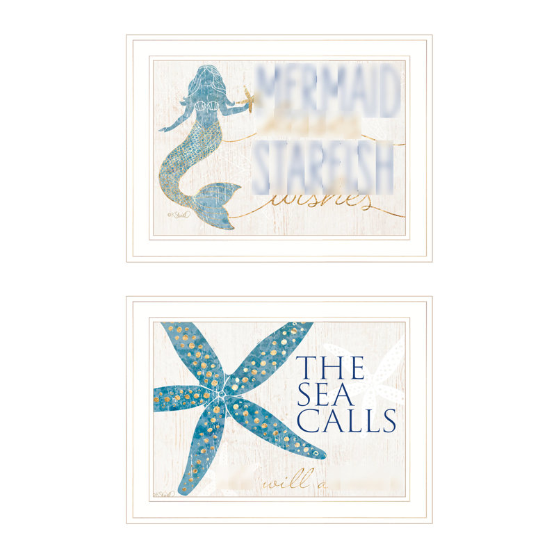 «Starfish Wishes 2 Artwork - Ready to Hang Multicolor Paper White 19,35 po x 31 po, cadre d'art 31 po x 19,35 po