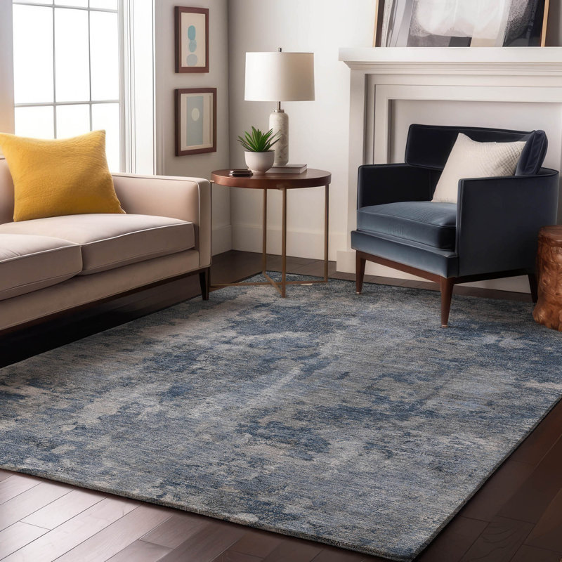 Premium Machine Washable Cerrito AMF573 Blue Rug, Rectangle 10' x 14'
