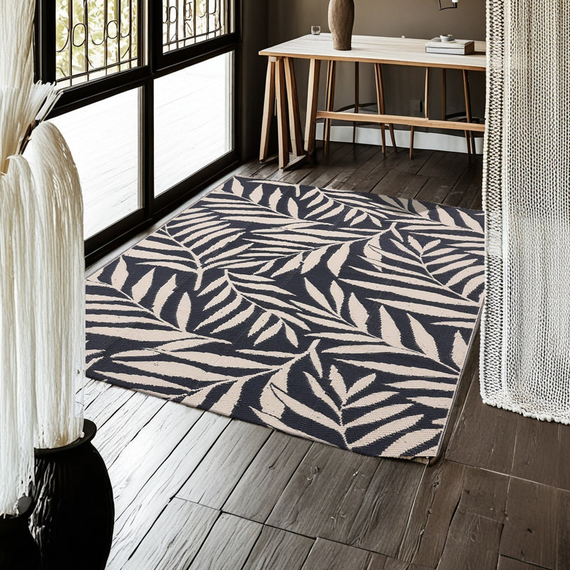 Tapis d'extérieur à motif de feuilles, Rectangle de 5 pi x 8 pi