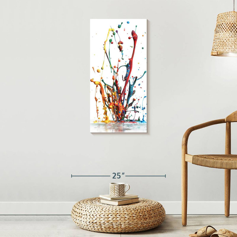 Rainbow Water Splash - Impression sur toile tendue, H 30 po x l 15 po x P 1,25 po