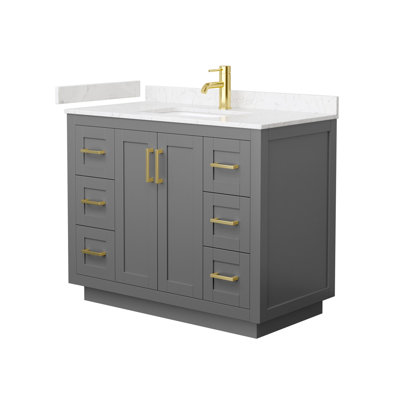 Meuble-lavabo simple autoportant 42 po avec plateau en marbre Miranda