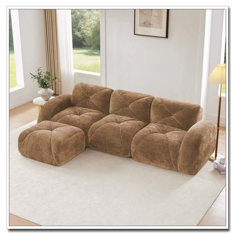 Repose-pieds en velours doux en L, Chameau