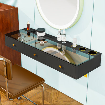 Table de coiffeuse murale à 3 tiroirs