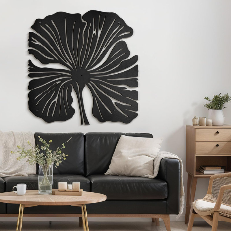 Grandes feuilles minimalistes, décoration murale abstraite moderne, décoration murale suspendue, Noir