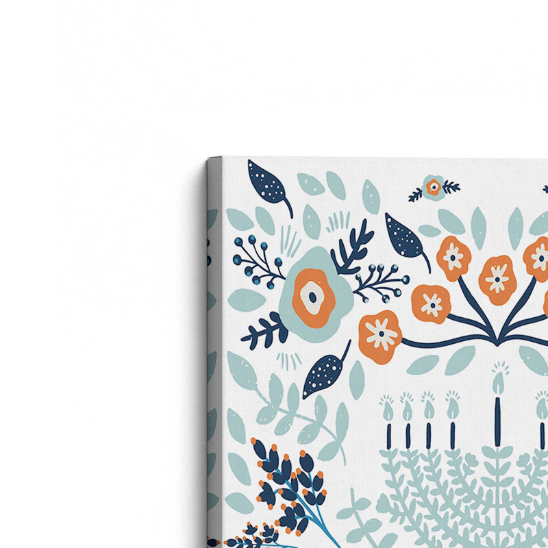 Impression florale sur toile, "Hanoukka menorah" par Garima Dhawan, H 16 po x l 12 po, Toile tendue, Ne s’applique pas