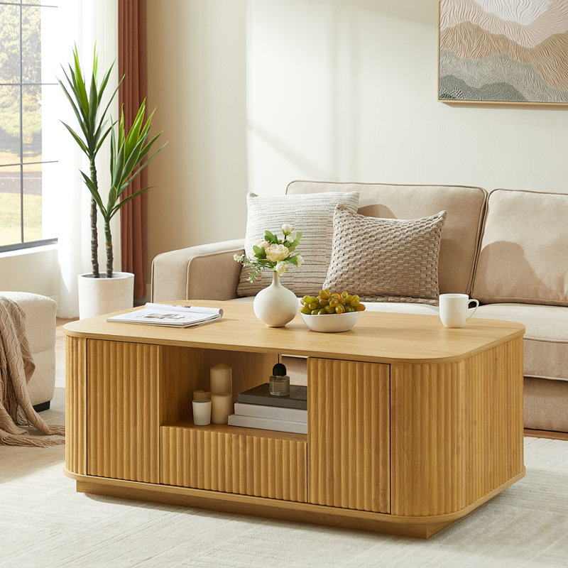 Table basse ovale de luxe moderne avec tiroirs, compartiments de rangement et conception incurvée pour les salons et les bureaux