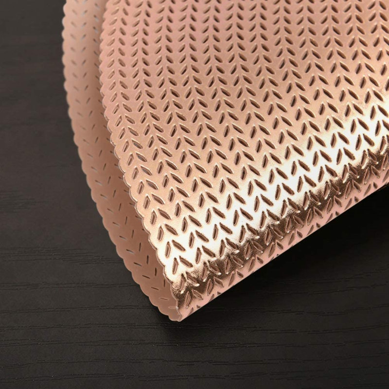Mariaella Vinyl Geometric Round Placemat, Rose Gold