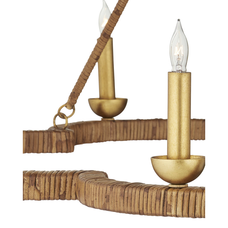 Savoie 9 - Light Wrought Iron/Rattan Chandelier by Suzanne Dui