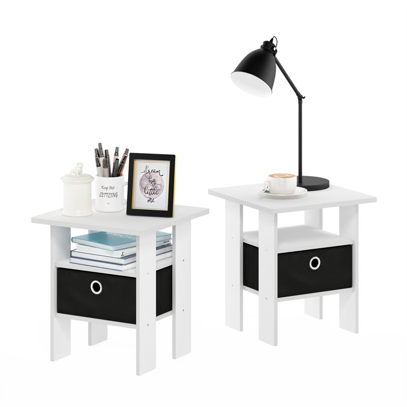 Gigi Nightstand With Bin Drawer, White, Set of 2