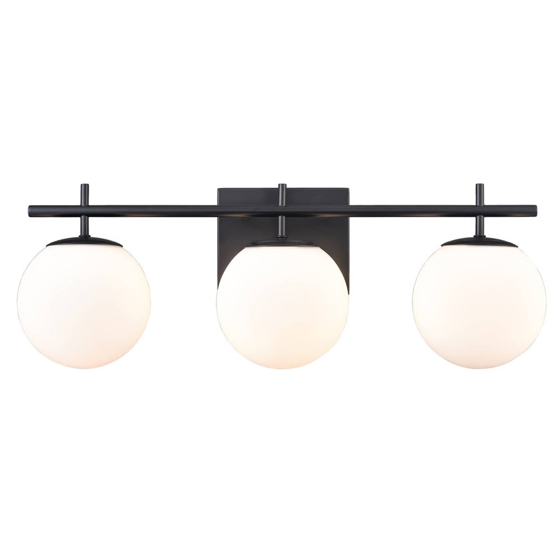 Black Milky Globe Vanity Light- 3 Light