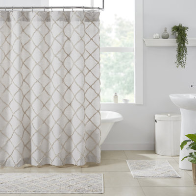 Az Cotton Blend Geometric Shower Curtain