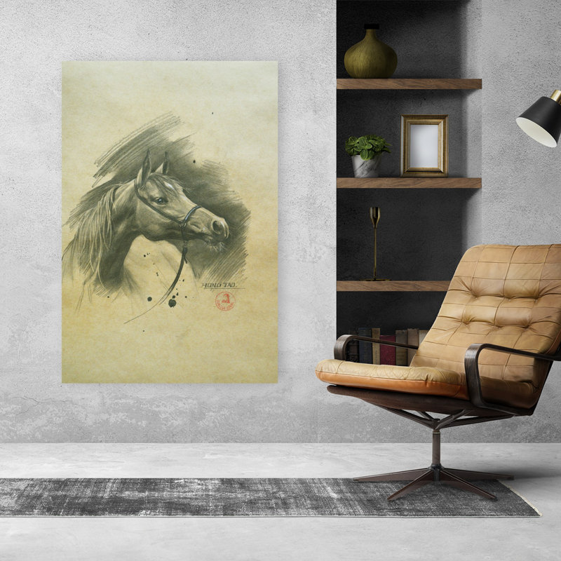 «Spiried Horse Portrait», art mural rétro élégant et classique, 48" H x 32" W