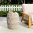 Indoor/Outdoor Lightweight Concrete Side Table - Travertine Finish, Barrel Structure, Honeycomb Pattern