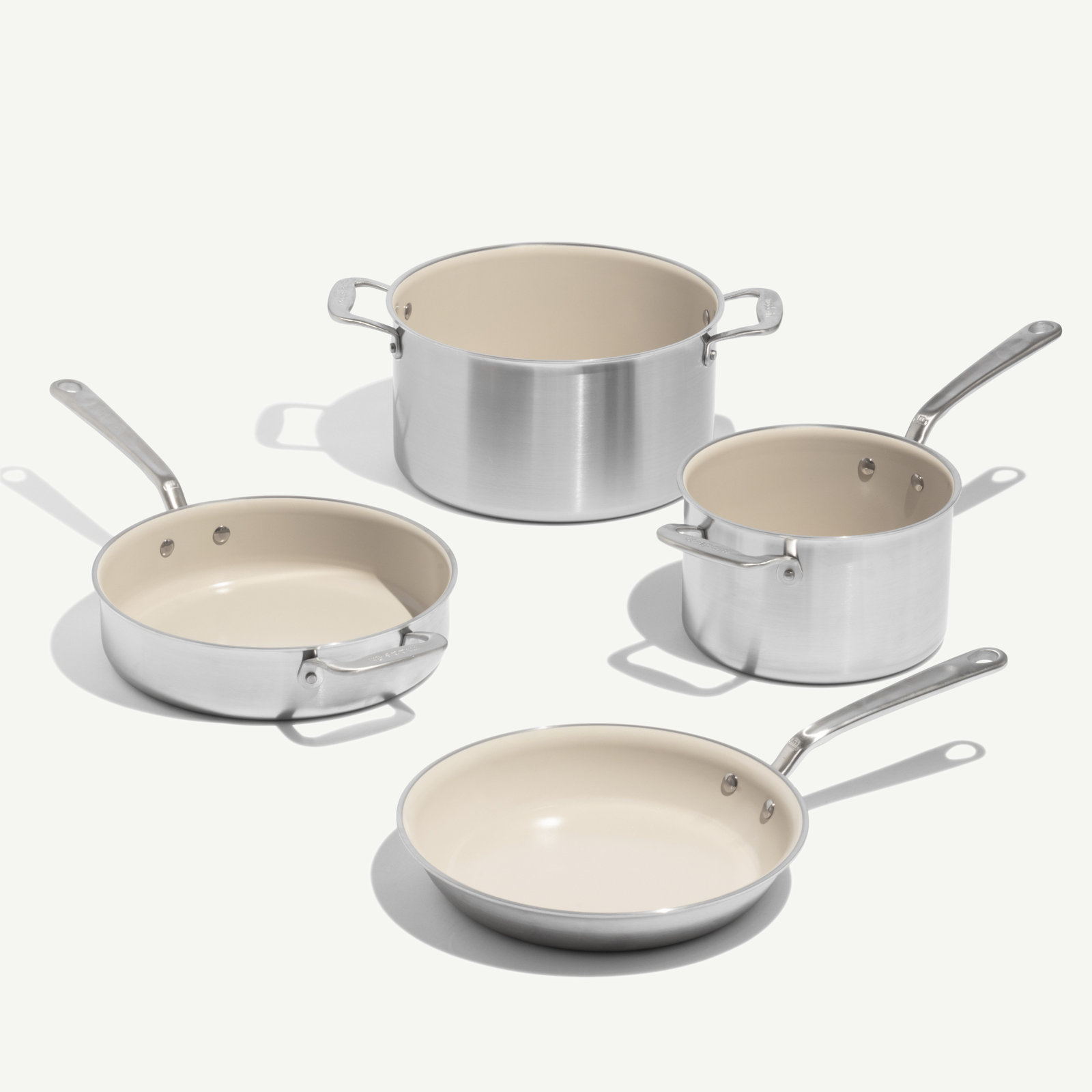 7PC CeramiClad Cookware Set (10in Fry, 4Qt Sauce, 3.5Qt Saute, 8Qt Stock)
