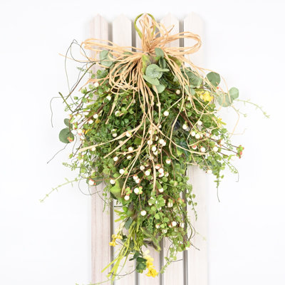 Artificial Farmhouse Greenery Foliage Mini Eucalyptus Berry Spring Summer Front Door Swag