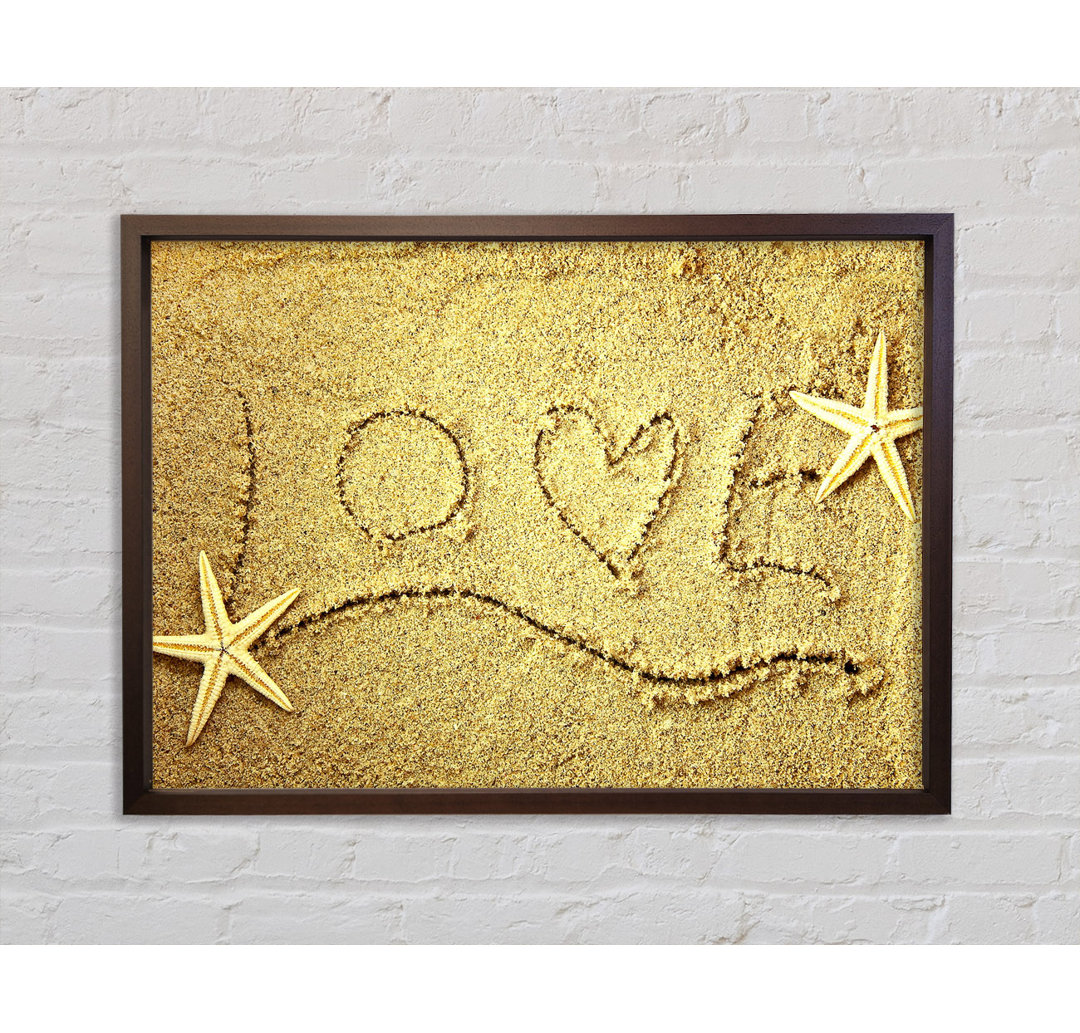 Love Message In The Sand - Einzelbildrahmen Kunstdrucke auf Leinwand